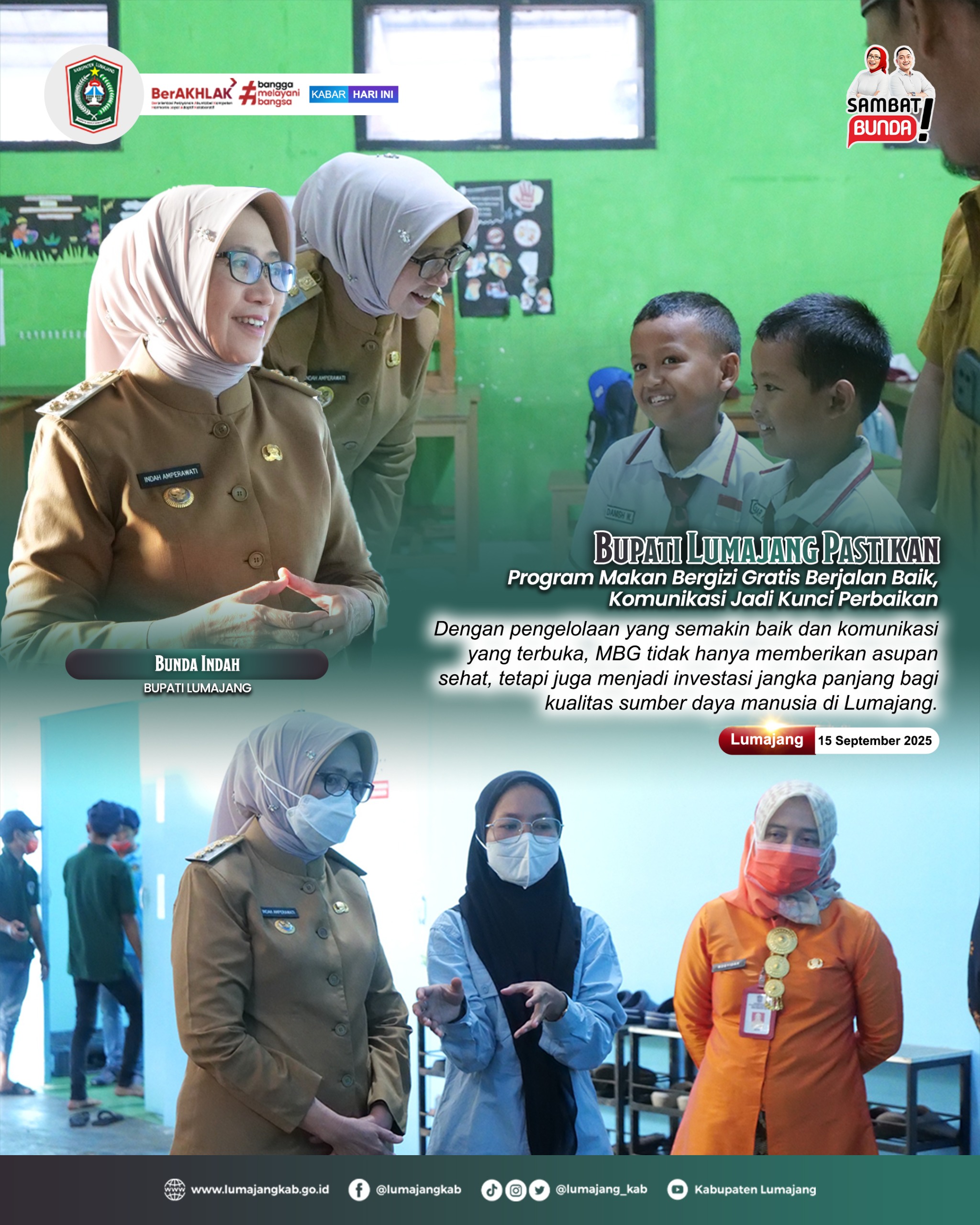 Bupati Lumajang Pastikan Program Makan Bergizi Gratis Berjalan Baik, Komunikasi Jadi Kunci Perbaikan